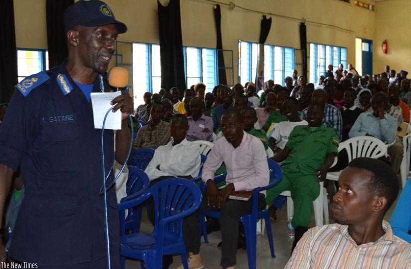ACP Gatare sensitises residents about the importance of community policing at a recent workshop. (Courtesy)