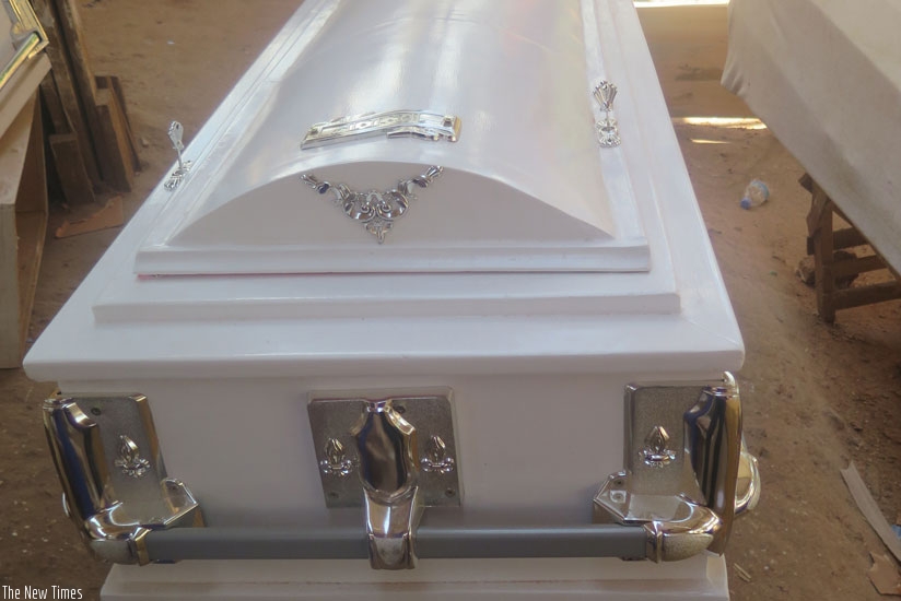 A fully furnished coffin that goes for Rwf 120,000. (Courtesy)