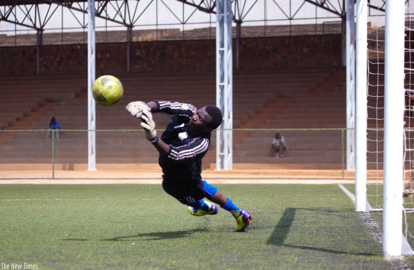 Jean Claude Ndoli conceded one goal in APR's 2-1 win against Lydia Ludic Academy of Burundi. (Timothy Kisambira)