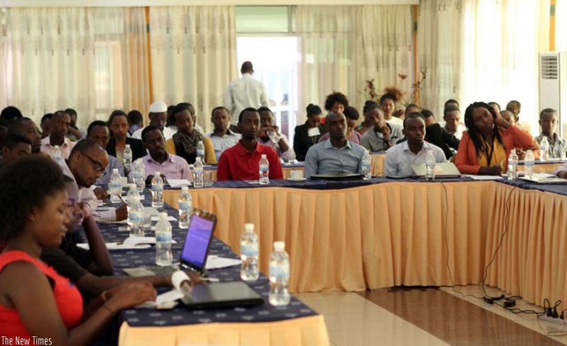 Youth ICT entrepreneurs meet in Kigali on Wednesday. (Julius Bizimungu)