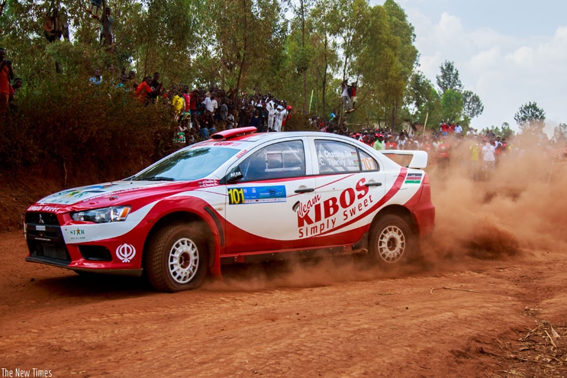 Jaspreet Chatte negotiates a corner at Gahengeri section 10 in Rwamagana District. (Timothy Kisambira)