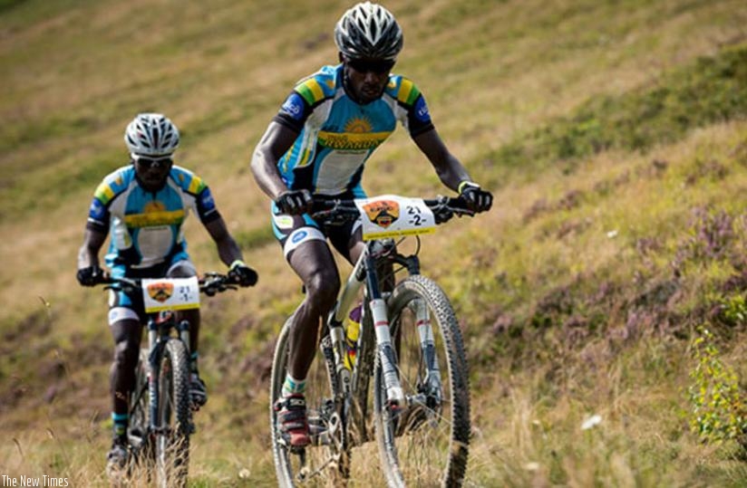Nathan Byukusenge and Abraham Ruhumuriza compete in Swiss Epic, last year. (File)