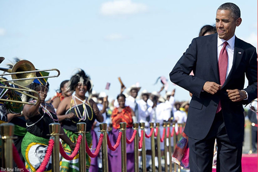 President Obama during his visit to Kenya last month. A Gallup survey says East Africans have lower confidence in US leadership compared to that of China. (Net)