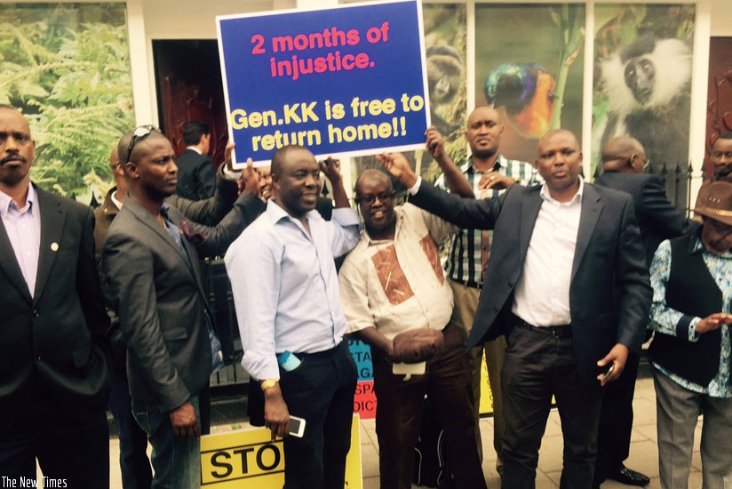 Rwandans living in the UK celebrate Gen Karake's freedom. (Courtesy)