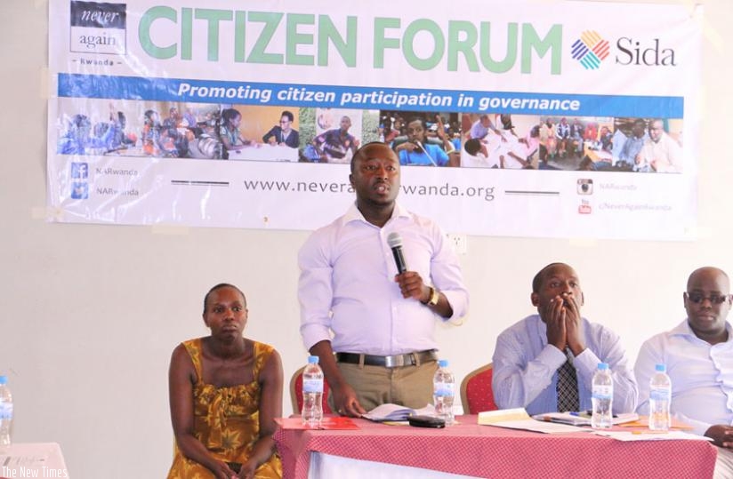 Mahoro Speaks during the launch of citizen forum in Musanze District. (Jean d'Amour Mbonyinshuti)