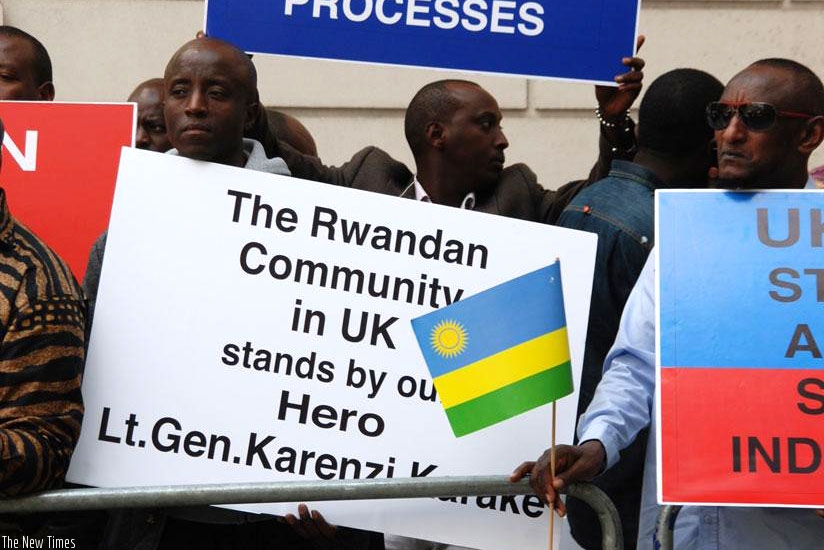 Some of the Rwandan nationals who turned out to support Gen. Karenzi in London. (File)