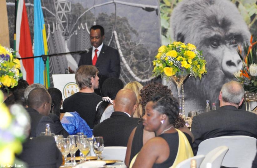 Amb. Karega speaks during the celebrations at the Sandton Convention Centre on Saturday. (Courtesy)