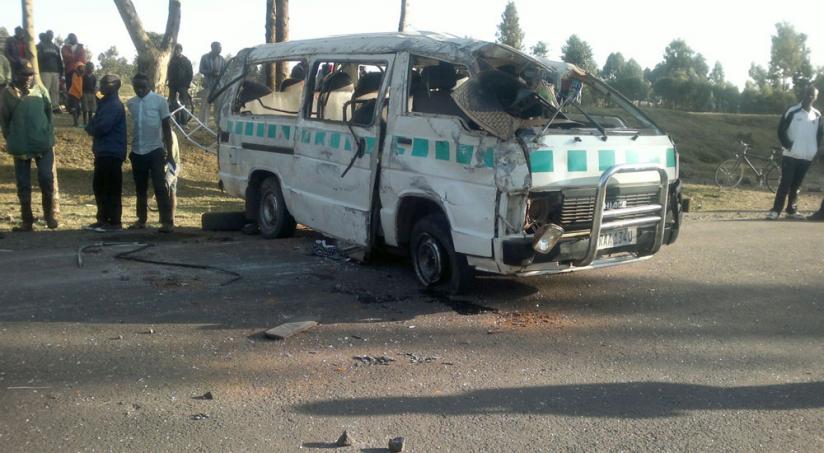 Residents at the scene of the accident in Burera yesterday. (File)