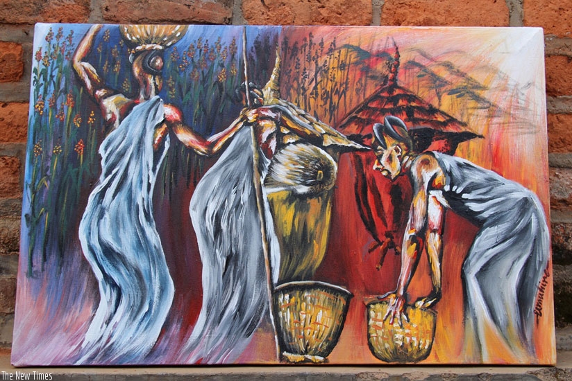 His paintings portray the beauty of Rwandan culture. (All photos by Sarine Arslanian)