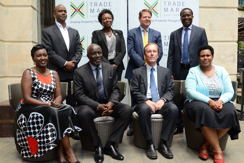 Some of the members of TMEA's new board of directors pose for a picture after their unveiling in Nairobi yesterday. (Courtesy)