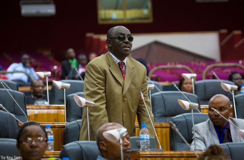 MP Ndahiro speaks at an EALA session in Kigali last year. (Timothy Kisambira)