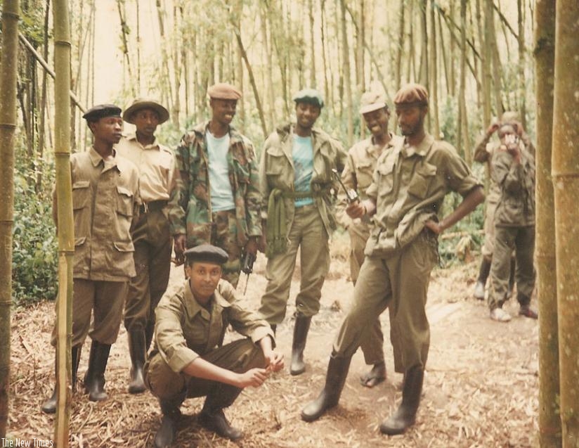 RPF combatants in the bamboo forest in northern Rwanda during the liberation struggle. (Courtesy)