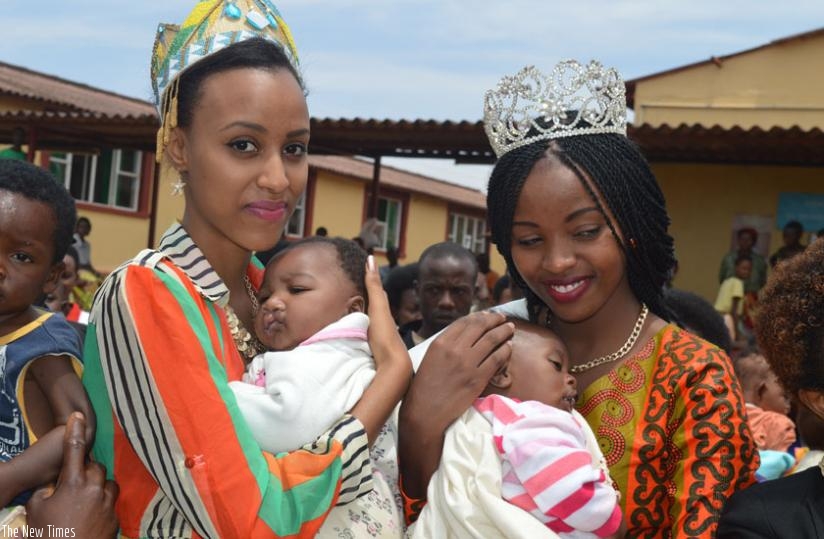 Miss Rwanda Doriane Kundwa, and Miss World Kenya Idah Nguma (left), the Ambassador of Smile Train in Kenya.