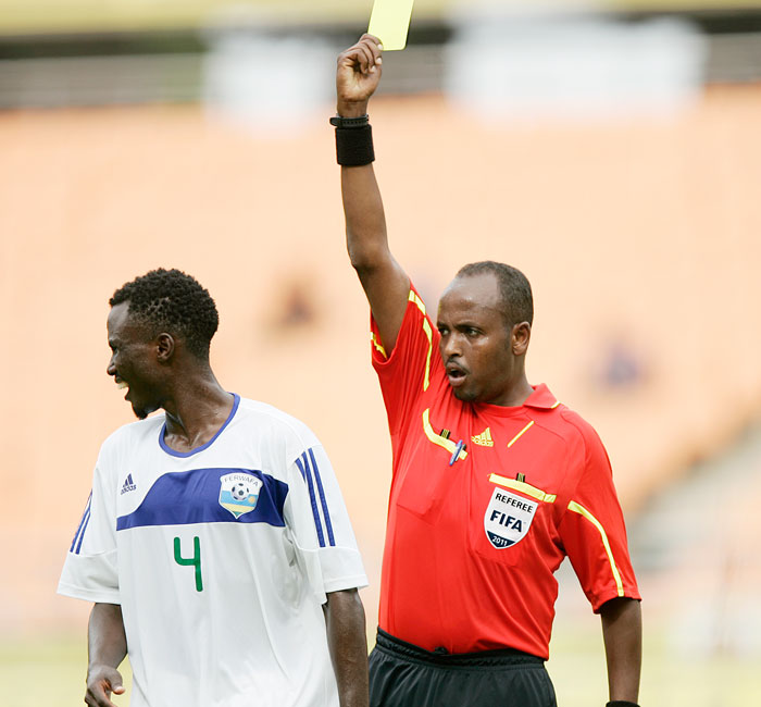 Hagi Yabarow Wiish books Rwanda's Fredrick Ndaka during a past international game. (File)