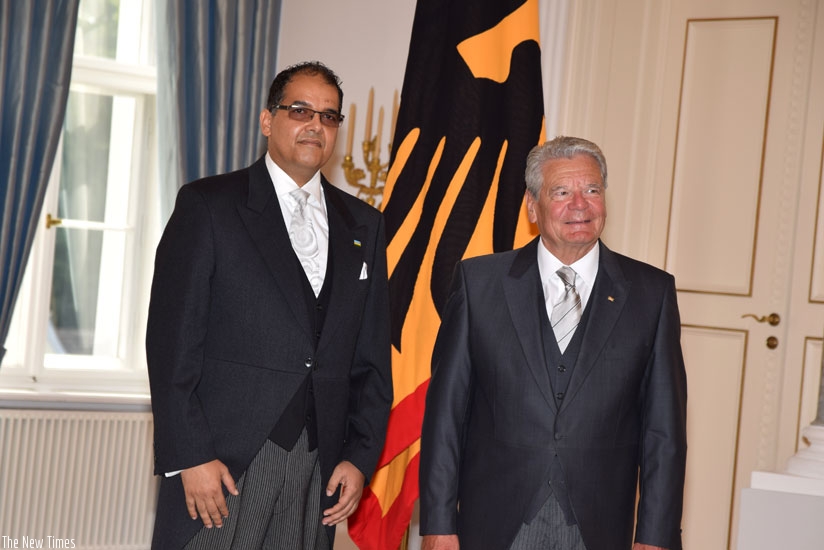 Ambassador Cesar (L) with the German President Joachim Gauck. (Courtesy)