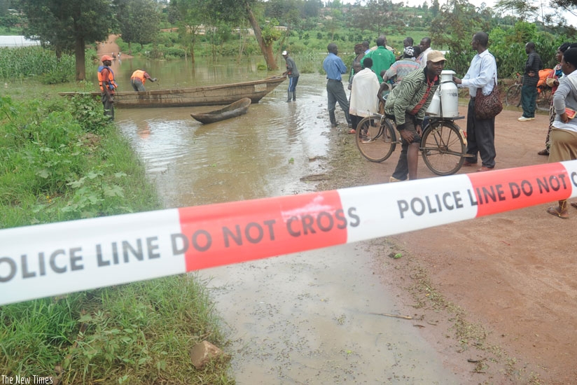 Floods blocked the Masaka road in Kicukiro District in 2012.  (File)