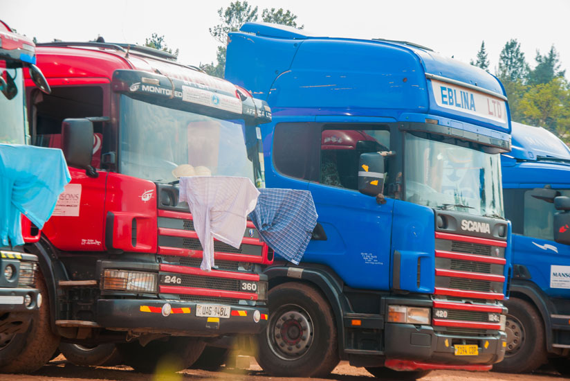 Rwanda relaxed restrictions on importation of left hand drive heavy trucks early this year like these to boost local logistics sector. ( Teddy Kamanzi)