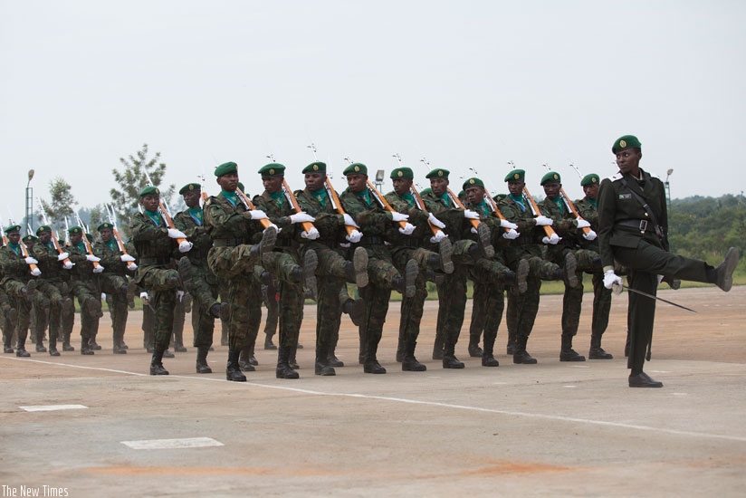 RDF cadet officers during a passout at RMA Gako in June this year. (Courtesy) 