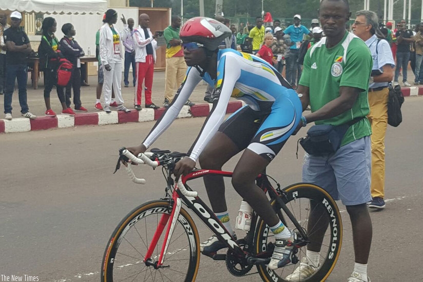 Jeanne d'Arc Girubuntu gets ready to go in the women's individual time trial on Friday. (Courtesy)