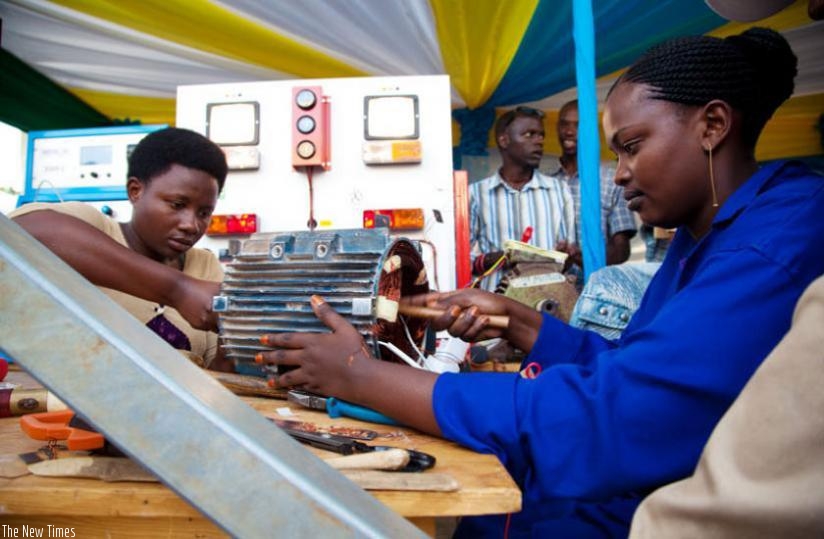 Electrical Engineering students during the 2013 TVET expo in Kigali. (File)