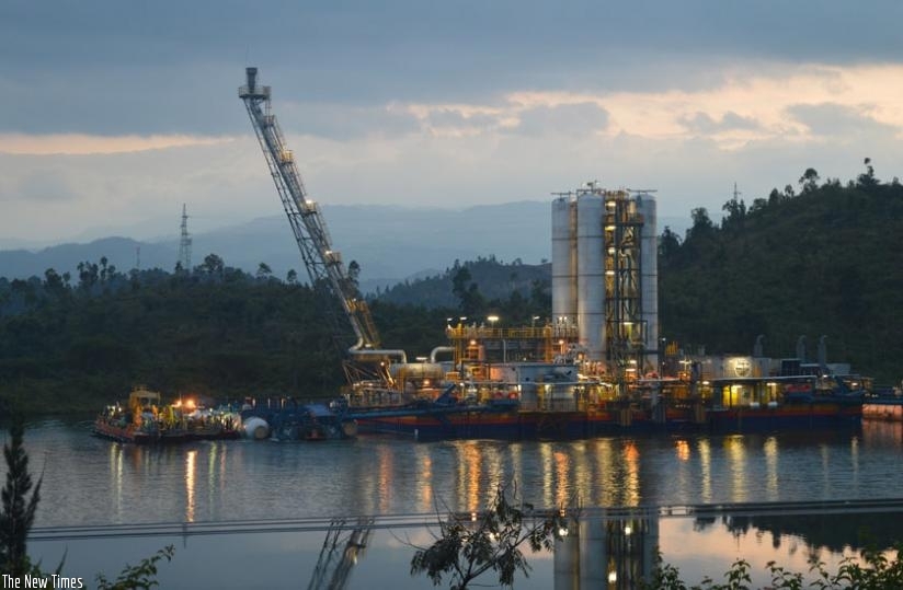 The KivuWatt Methane Gas plant stands afloat on Lake Kivu. (File)