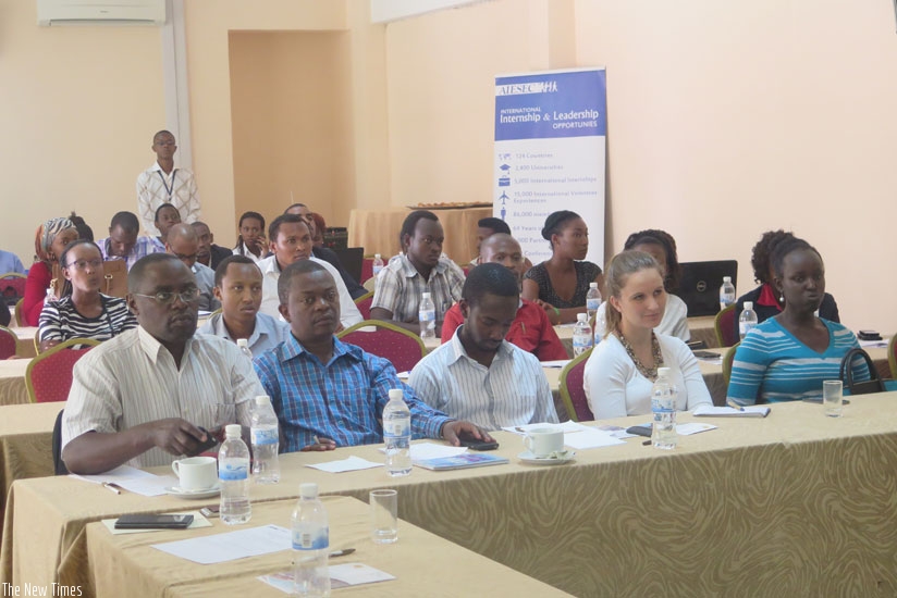 Some of the participants from universities and employment firms during a briefing in Kigali last week. (Solomon Asaba)
