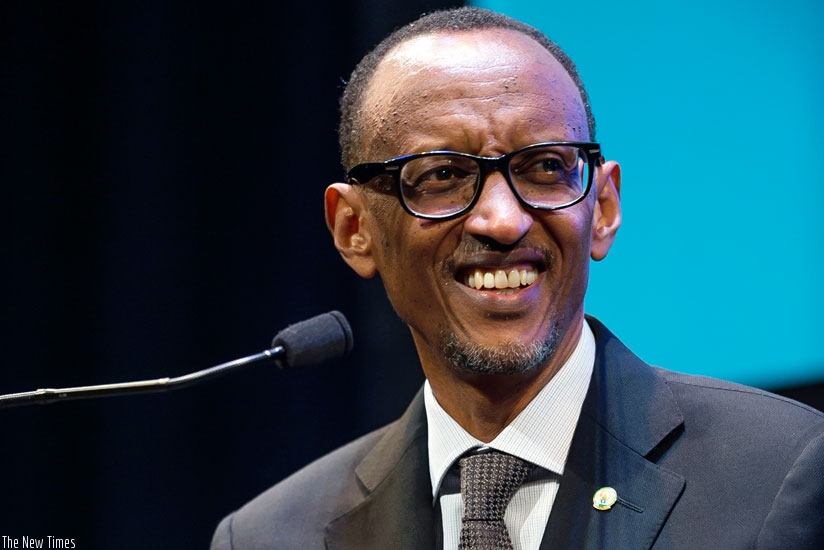 President Kagame speaking to more than 800 students and faculty at the International Conference on Sustainable Development at Columbia University, New York, on Thursday. (Village Urugwiro)