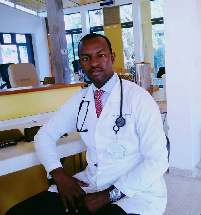 Dr Fidel Rubagumya in his office in Butaro Cancer Center in Kigali. (Donah Mbabazi)