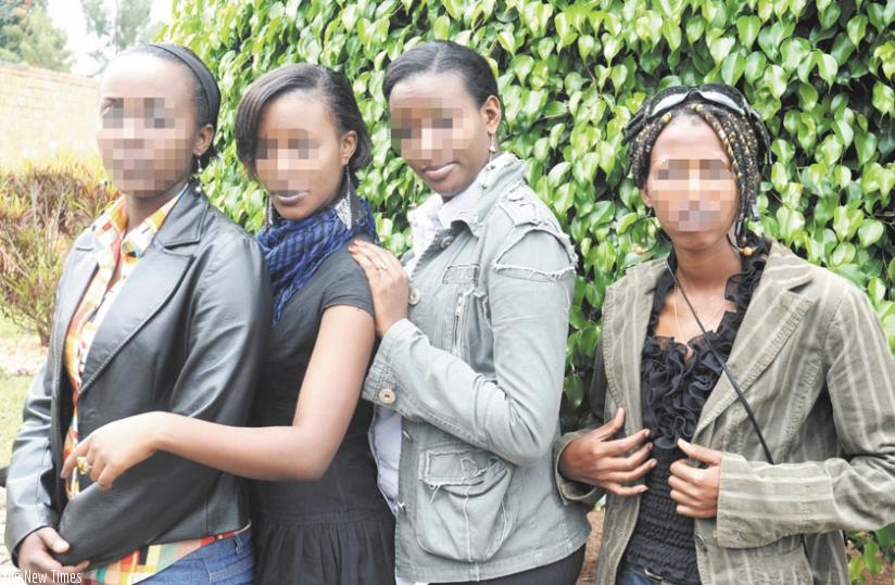 Teenage girls rescued from human traffickers paraded at Police Headquaters in Kacyiru in 2012. (File)
