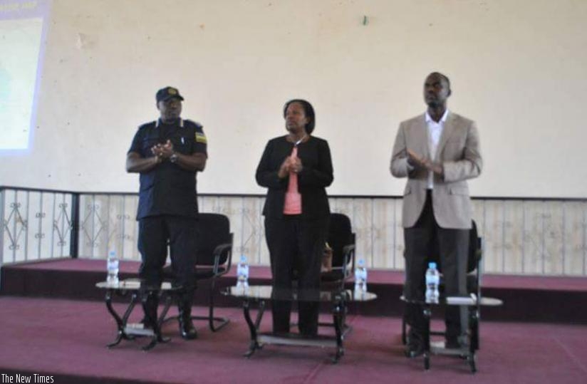 (L-R): IGP Emmanuel K. Gasana, Eastern Province Governor Odette Uwamariya and Nyagatare Mayor Fred Sabiti Atuhe.