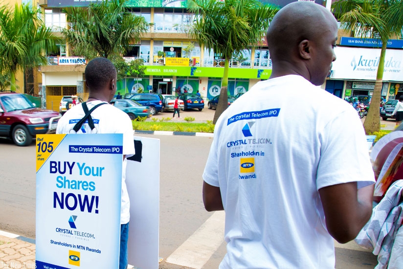 Crystal Telecom's initial public offering (IPO) was oversubscribed by 123 per cent. Rwanda's efficiency in markets contributed to good ranking in the 2015-16 Global Competitiveness report. (File)