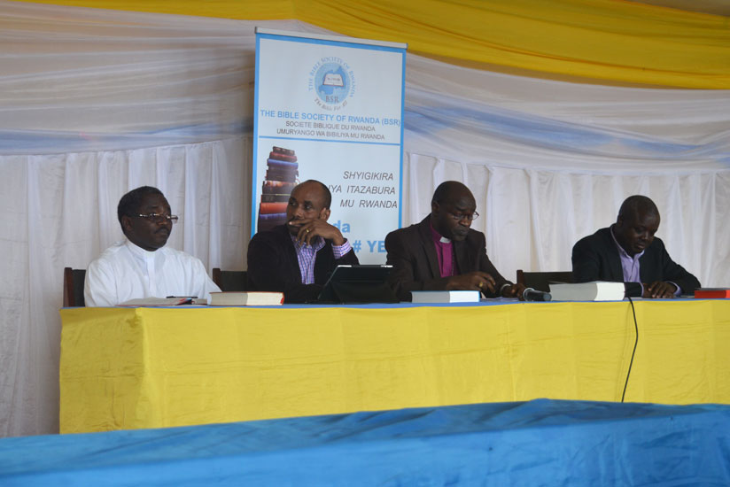 From left: Father Anastase Nzabonimpa, Apostle Joshau Masasu, Bishop  Augustin Mvunabandi and Board Chairman Darius Kankiriho. (Courtesy)