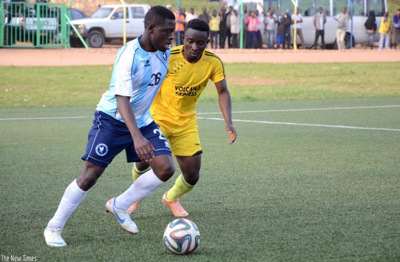 Police striker Songa (L) scored in the 2-1 win over Mukura in the opening game of the seaon but will miss today's friendly as he is with Amavubi in Morocco. (File)