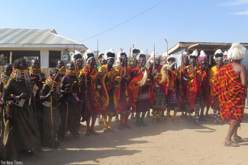 Turkana welcome visitors by dancing Edong'a. (Elizabeth Buhungiro)