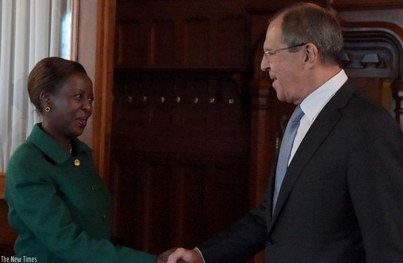 Mushikiwabo and Lavrov meet in Moscow yesterday. (Courtesy)