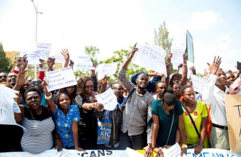 Rwandans protest against abuse of universal jurisidiction in Kigali a few months ago. (File)