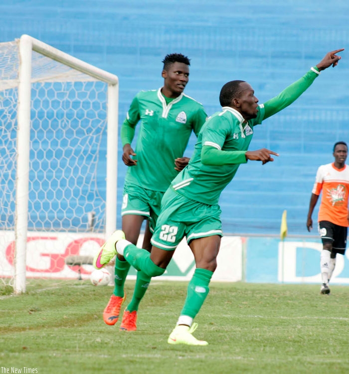 Kagere (R) netted four goals in the month of September, helping Gor Mahia wrap the 2015 league title. (Net photo)