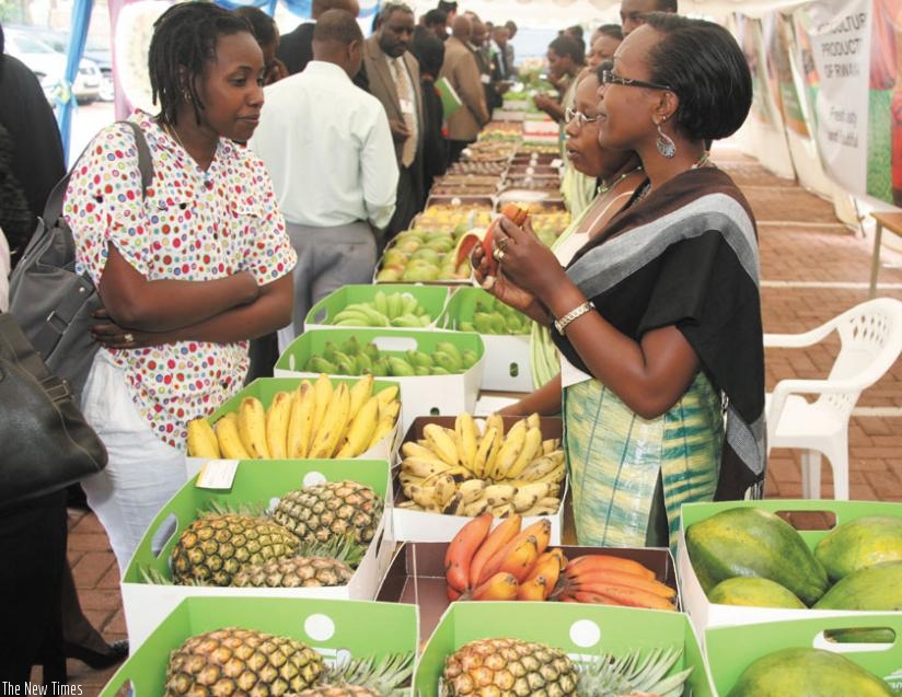 Exporters showcase fruits during an earlier exhibition in Kigali. A new project that will support regional businesswomen to engage in export trade, and grow their enterprises has been unveiled in Nairobi. (File)