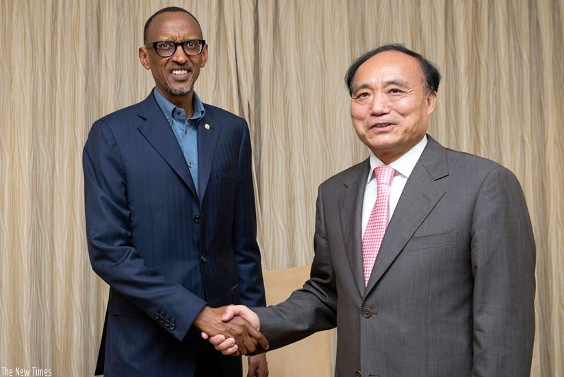 President Kagame yesterday met with the Secretary-General of International Telecommunications Union (ITU), Houlin Zhao, in Kigali. Houlin is in the country to attend the three-day Transform Africa Summit. (Village Urugwiro.)