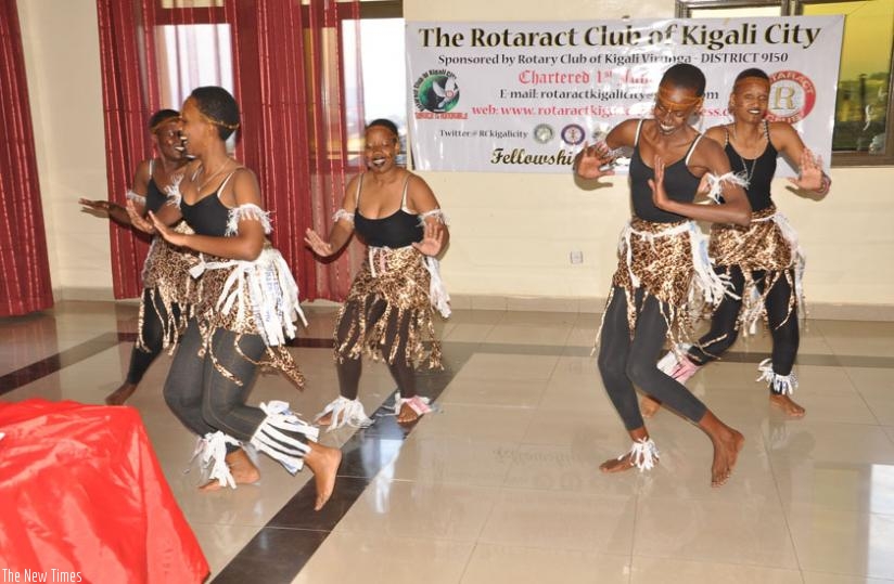 FAWE Girls were captured by the camera as they performed traditional dance. (Julius Bizimungu)