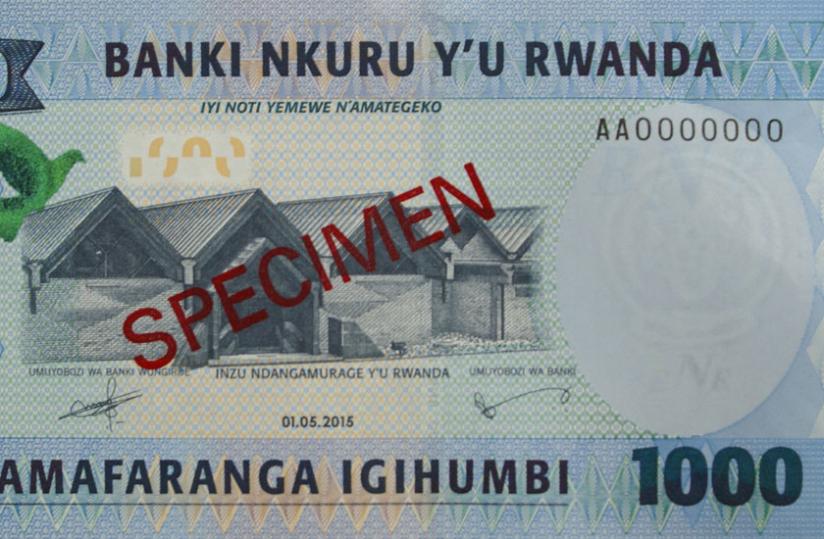 The front view of the new Rwf1,000 currency note. (Courtesy)