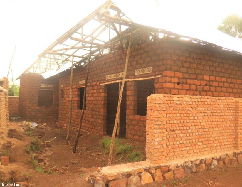 A house was demolished because it was constructed using substandard materials in Kayonza District. (S. Rwembeho)