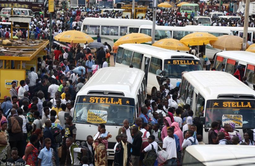 A busy Nyabugogo Taxi Park. Public transport fares will increase next week. (File)