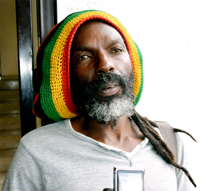 Reggae artiste Jah Bon D during the interview at The New Times' premises on Wednesday. (S. Kalimba)