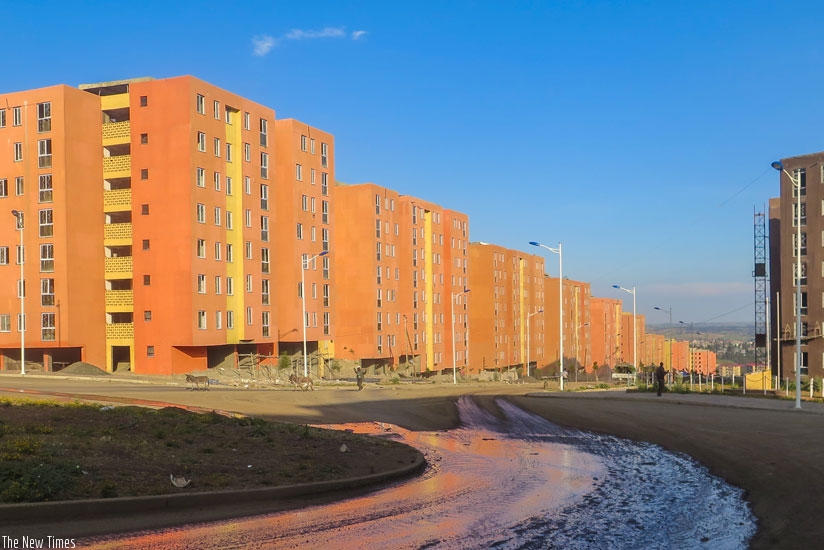 A cross section of condominium blocks being constructed by the Ethiopian Government for low-income earners in Addis Ababa. (Kenneth Agutamba)