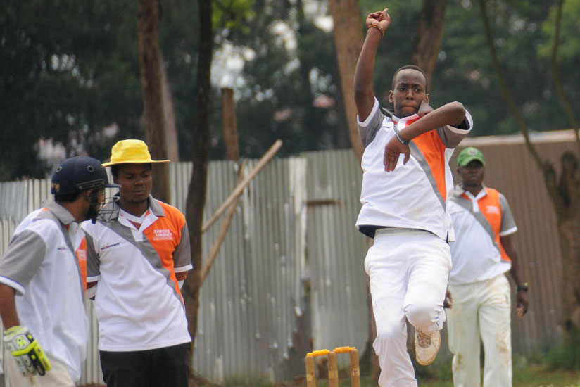 Right Guards paceman Freddy Ndayisenga in action on Sunday. (Courtesy)