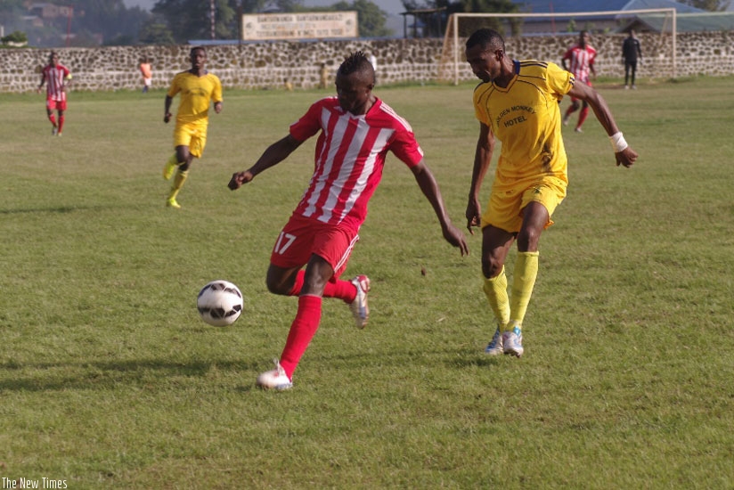 Peter Otema (R) in action against Mukura earlier in the season. He will be hoping to add to his tally this afternoon. (File)