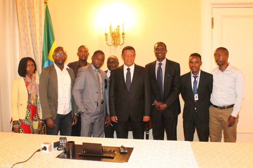 Journalists pose for a photo with Ethiopia's President Dr Mulatu Teshome at his Palace in the Capital Addis Ababa after the interview session. (Courtesy photos)