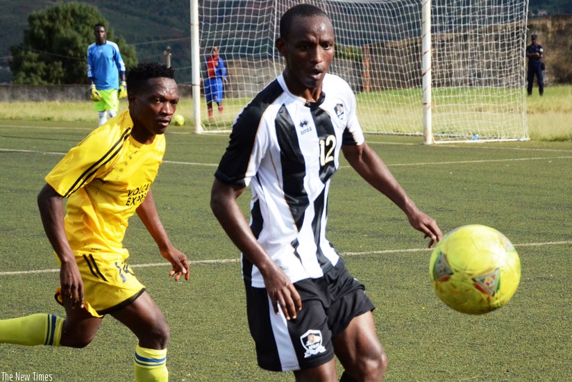 Iranzi, seen here in action against Mukura in a past league match, netted twice as APR beat AS Muhanga 3-1. (Sam Ngendahimana)