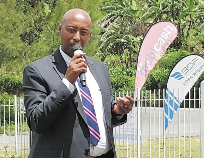 Nyagahene speaks after announcing the deal with BDF. (Shamim Nirere)